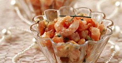 Saumon mariné et crevettes, sauce passion
